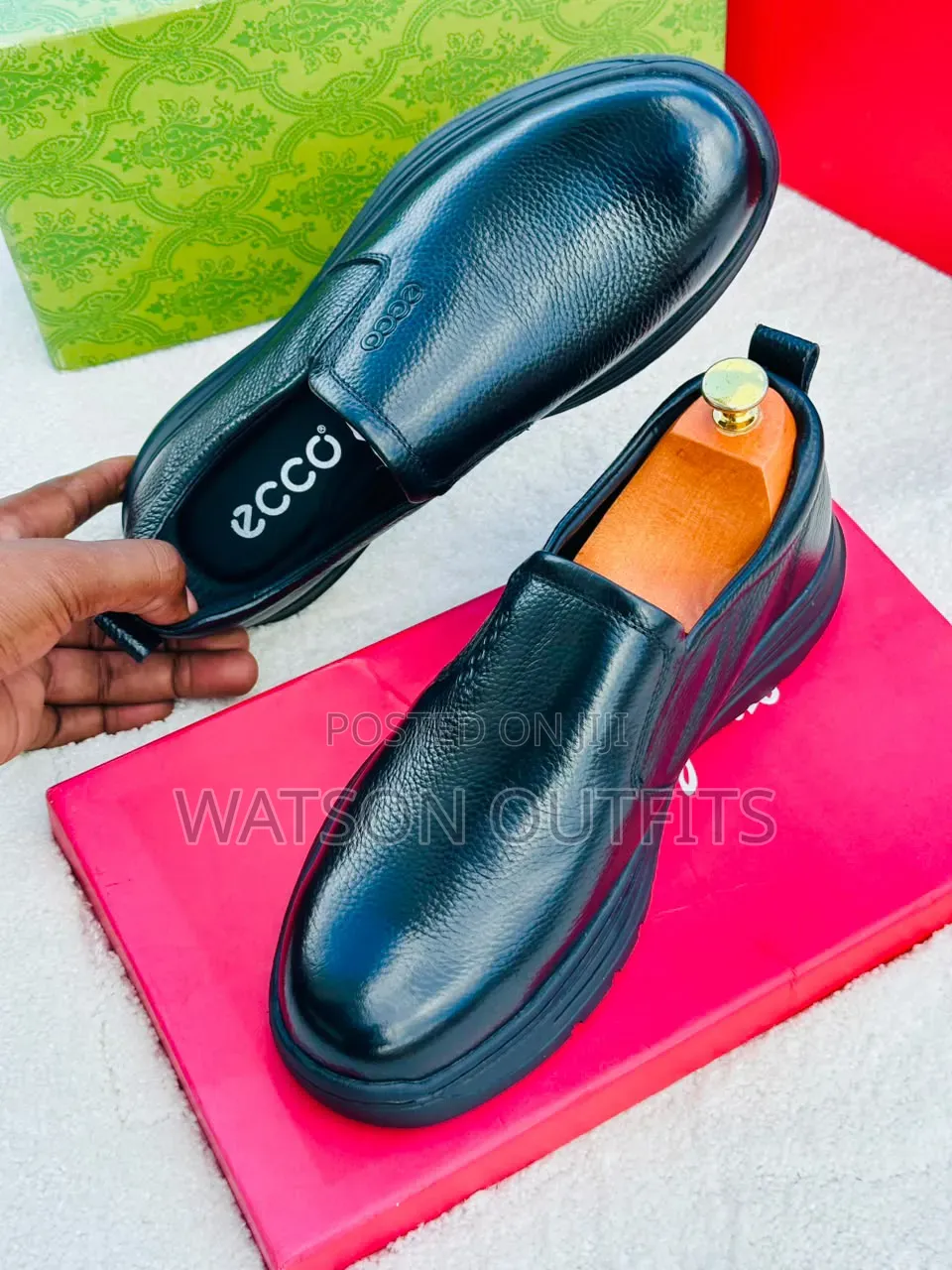 Black Colour Ecco Brand Men's Leather Shoes in Mocca Form