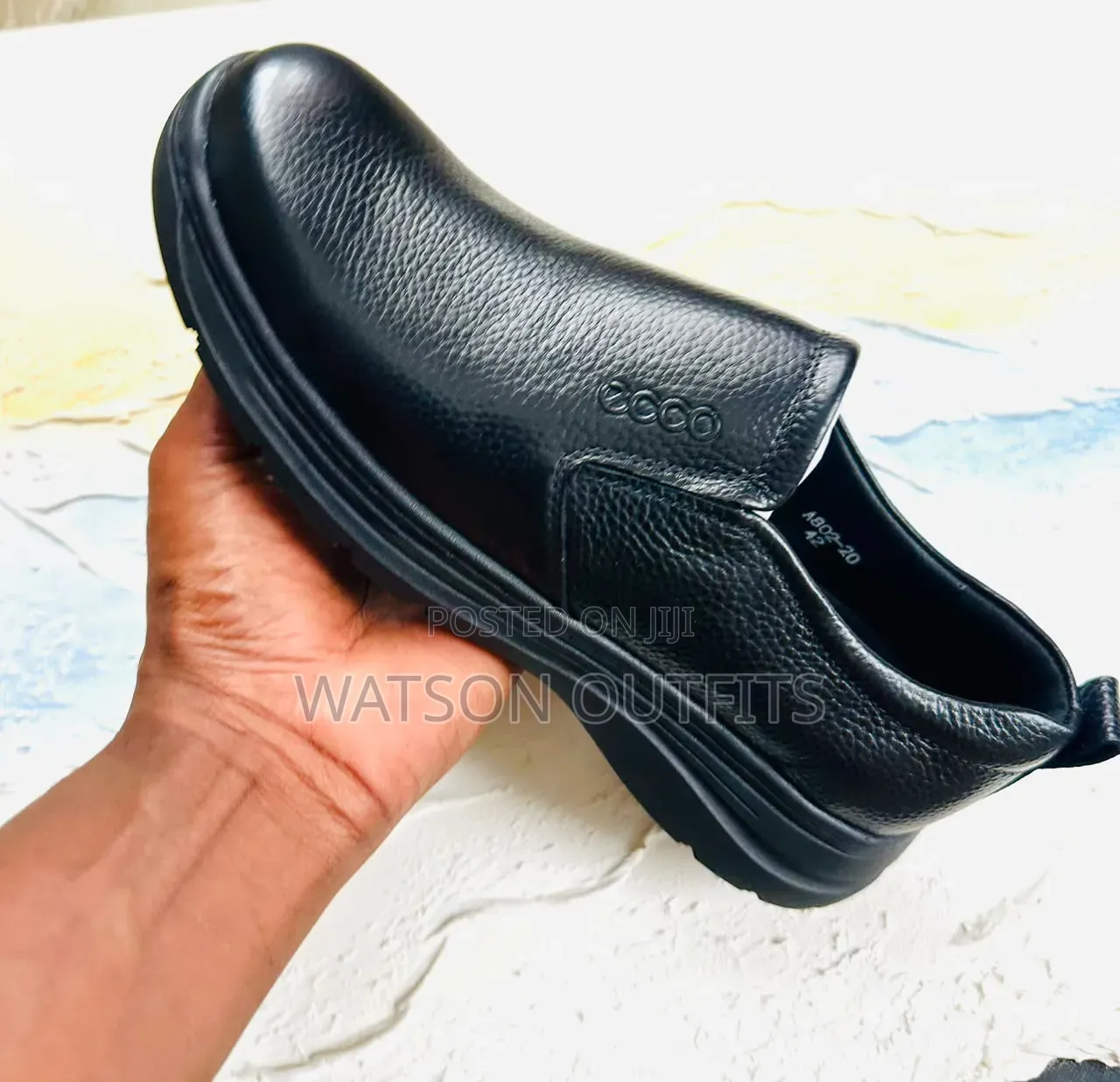 Black Colour Ecco Brand Men's Leather Shoes in Mocca Form