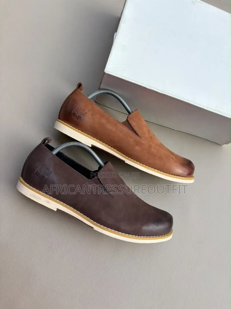 Timberland Slip on Leather Shoes With Contrasting White Outsole