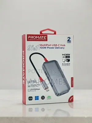 Promate 9in 1 Multport USB C Hub 100W Power Delivery