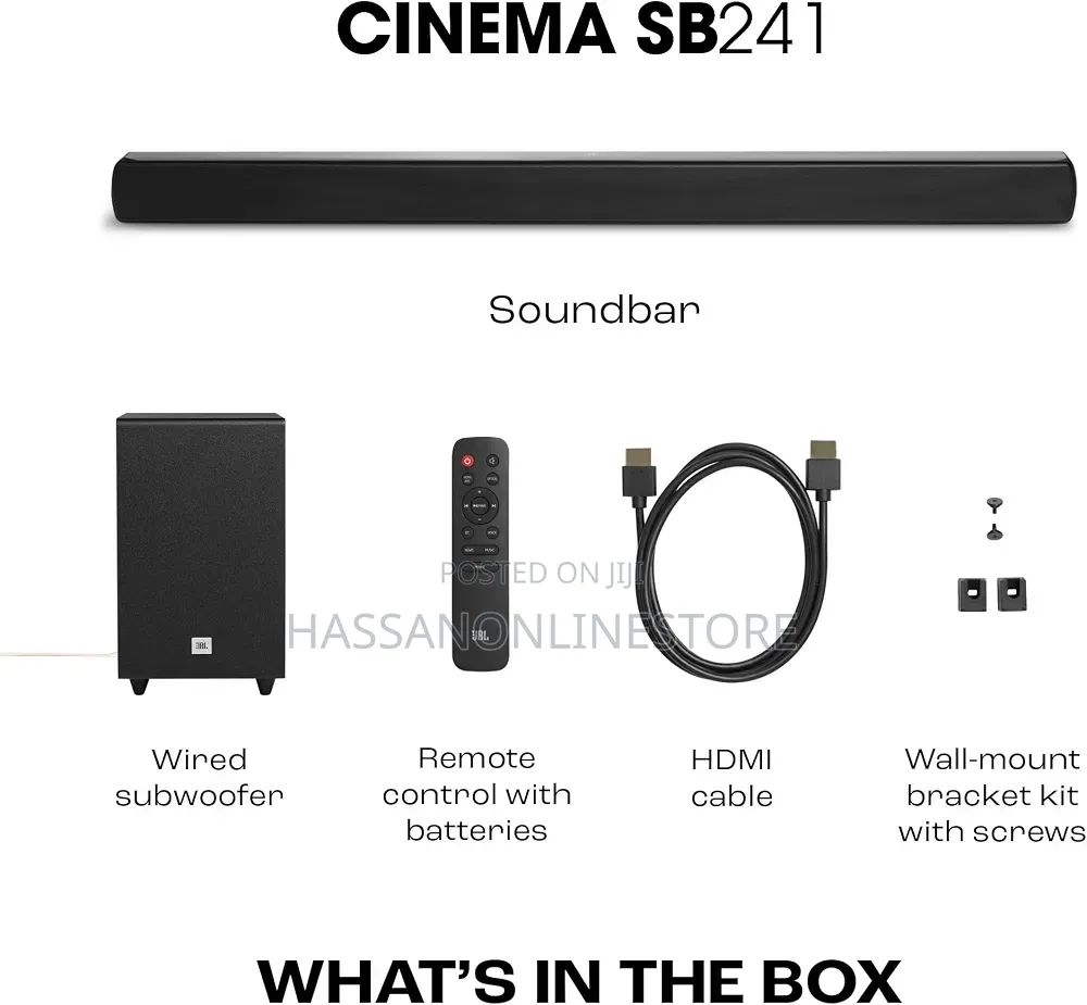 JBL Cinema SB241 Soundbar With Wired Subwoofer for Extra Deep Bass