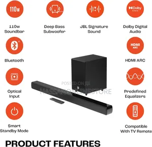 JBL Cinema SB241 Soundbar With Wired Subwoofer for Extra Deep Bass