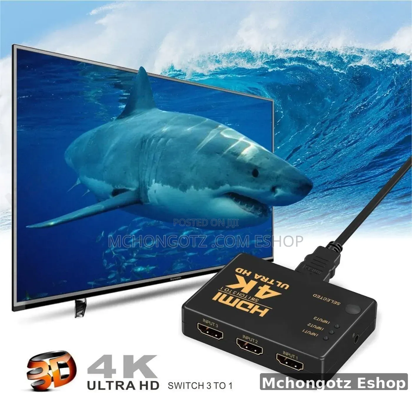 3-Port HDMI Switch Splitter With Remote ( Ultra HD)