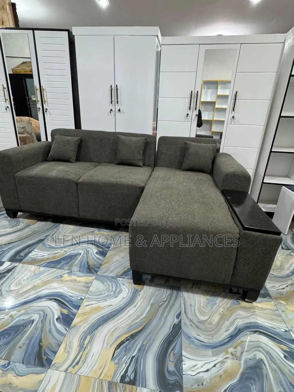 Sofa L Shape Luxury Kabisa Ina Fiber Na Spring