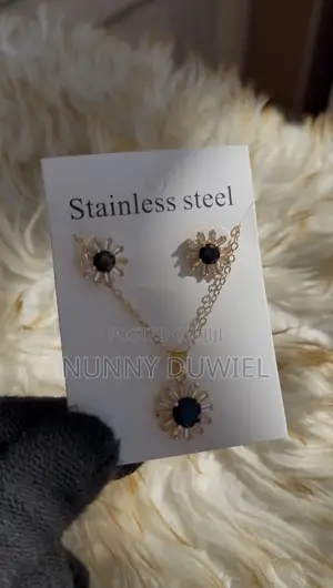 Black Crystal Stainless Steel Jewelry Set – Necklace Earrings