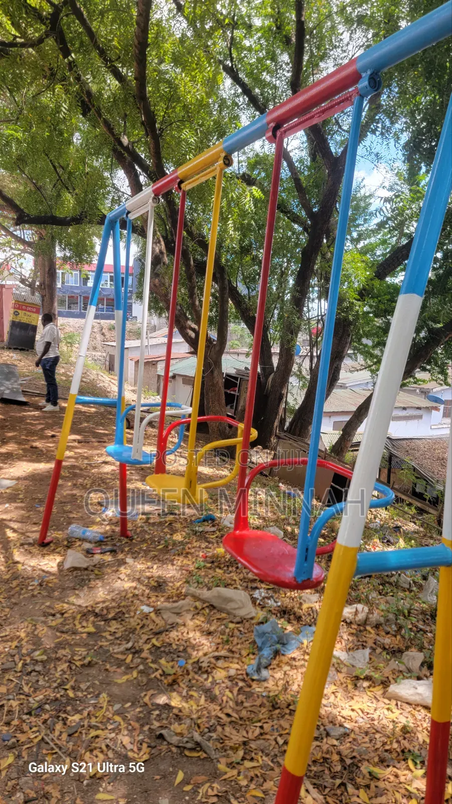 Heavy-Duty Steel Frame Children's Playground Swings