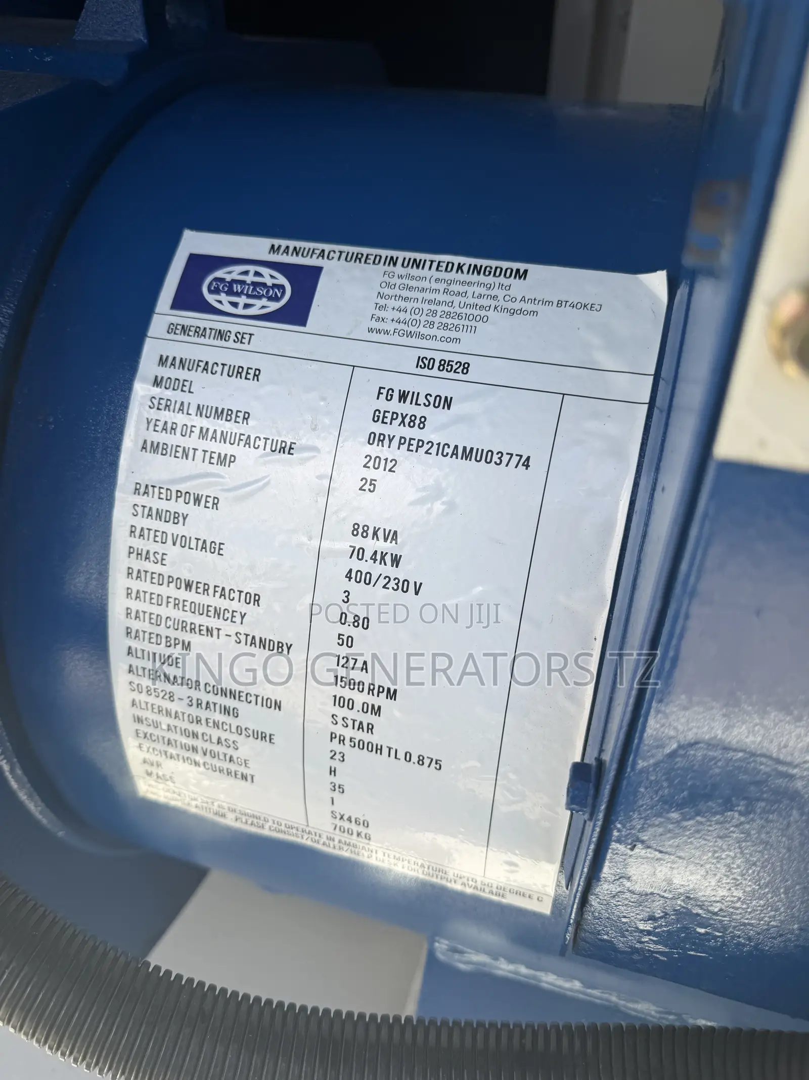 Generator Fg Wilson 88kva