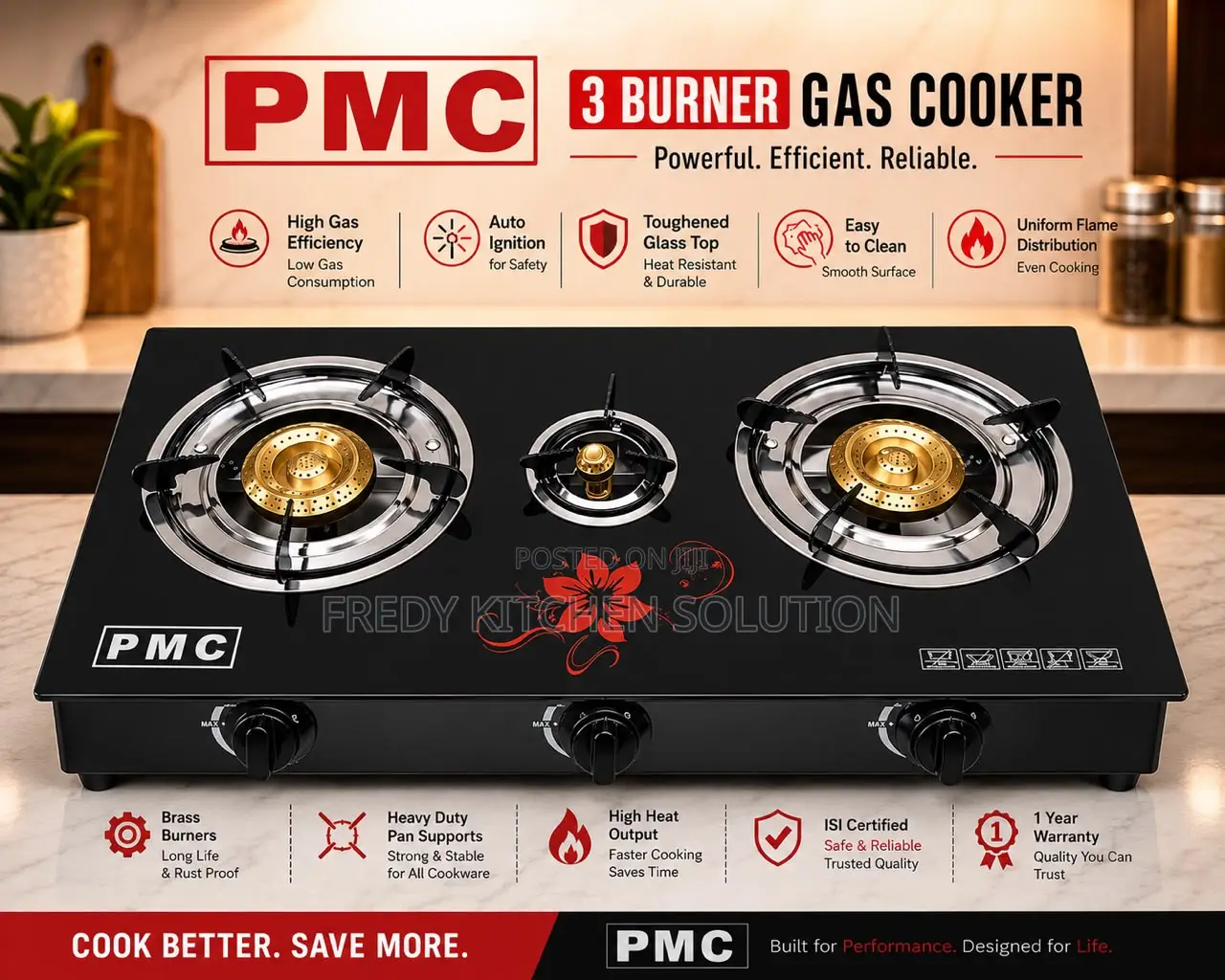 * PMC Gas Stove Md130 – 3 Burner
