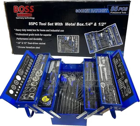BOSS 85 PCS Socket Ratchet Tool Set With Metal Box