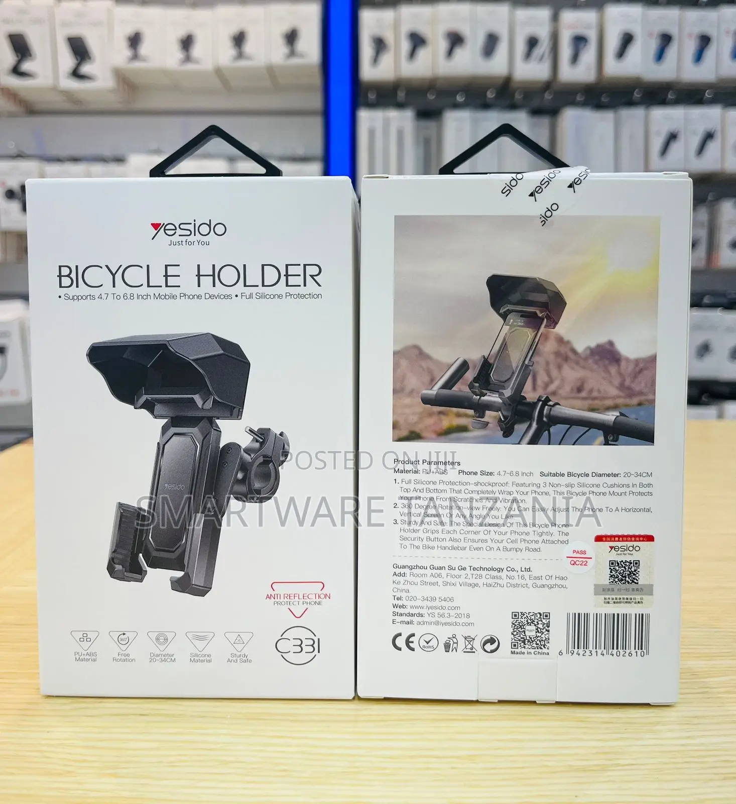 Yesido Bicycle Holder for 4.7 to 6.8 Inch Phones, Full Silicone