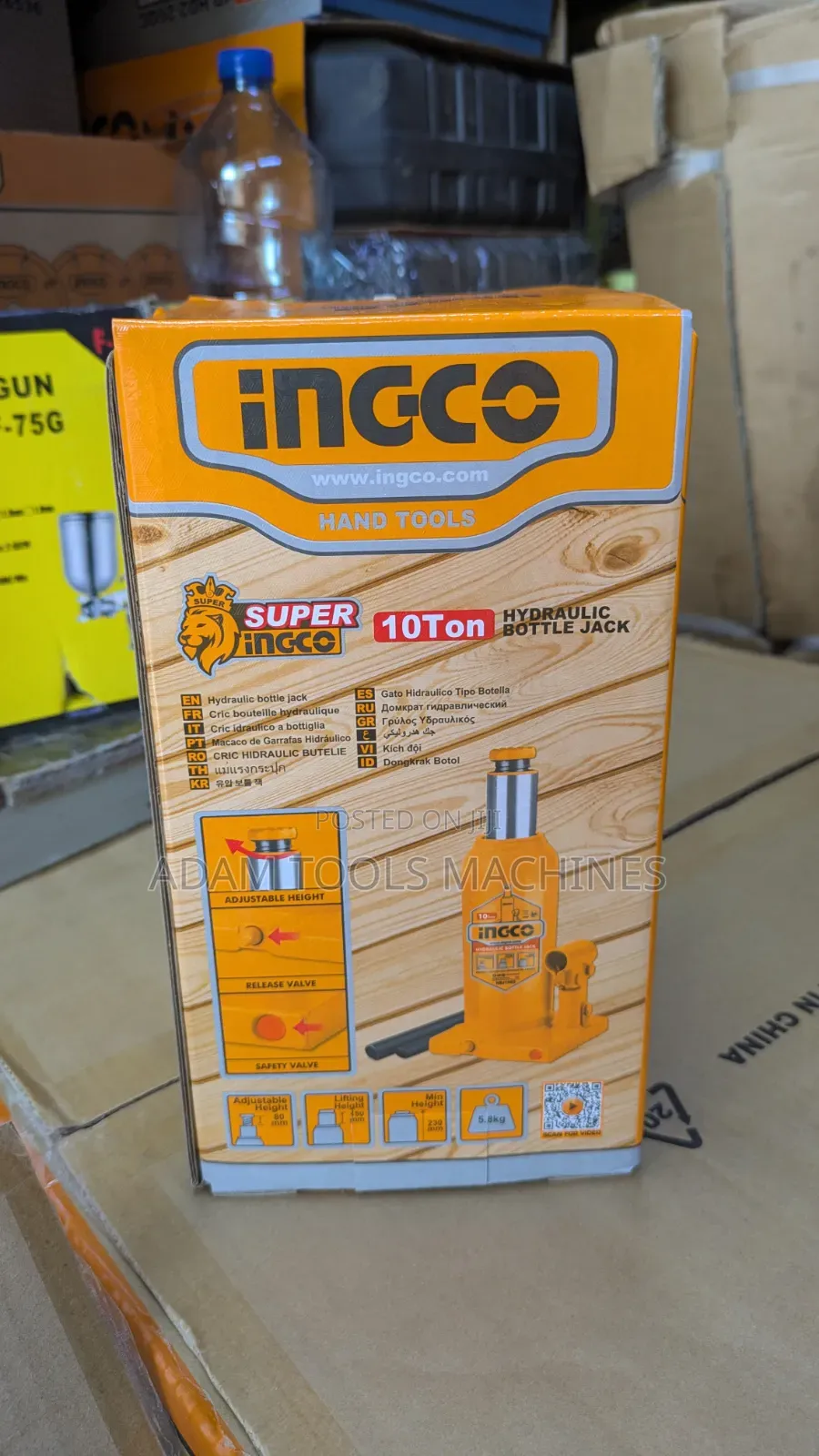 Ingco Hydraulic Bottle Jack – 10 Ton
