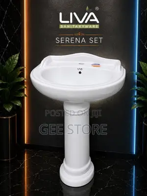 White Ceramic Pedestal Wash Basin From the Serena Set