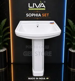 White Ceramic Full-Pedestal Wash Basin Liva Sanitaryware Sophia Set
