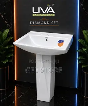 Liva Sanitaryware Diamond Set, a Modern Ceramic Pedestal Wash Basin