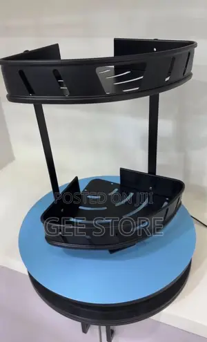 A Matte Black 2-Tier Metal Corner Shower Caddy Organizer