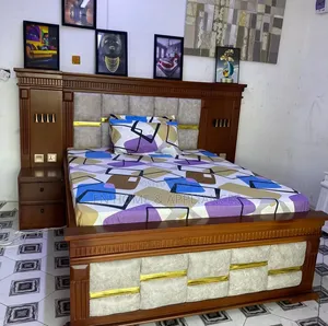 Luxury Bed Wood 5/6 Color Brown and Cream