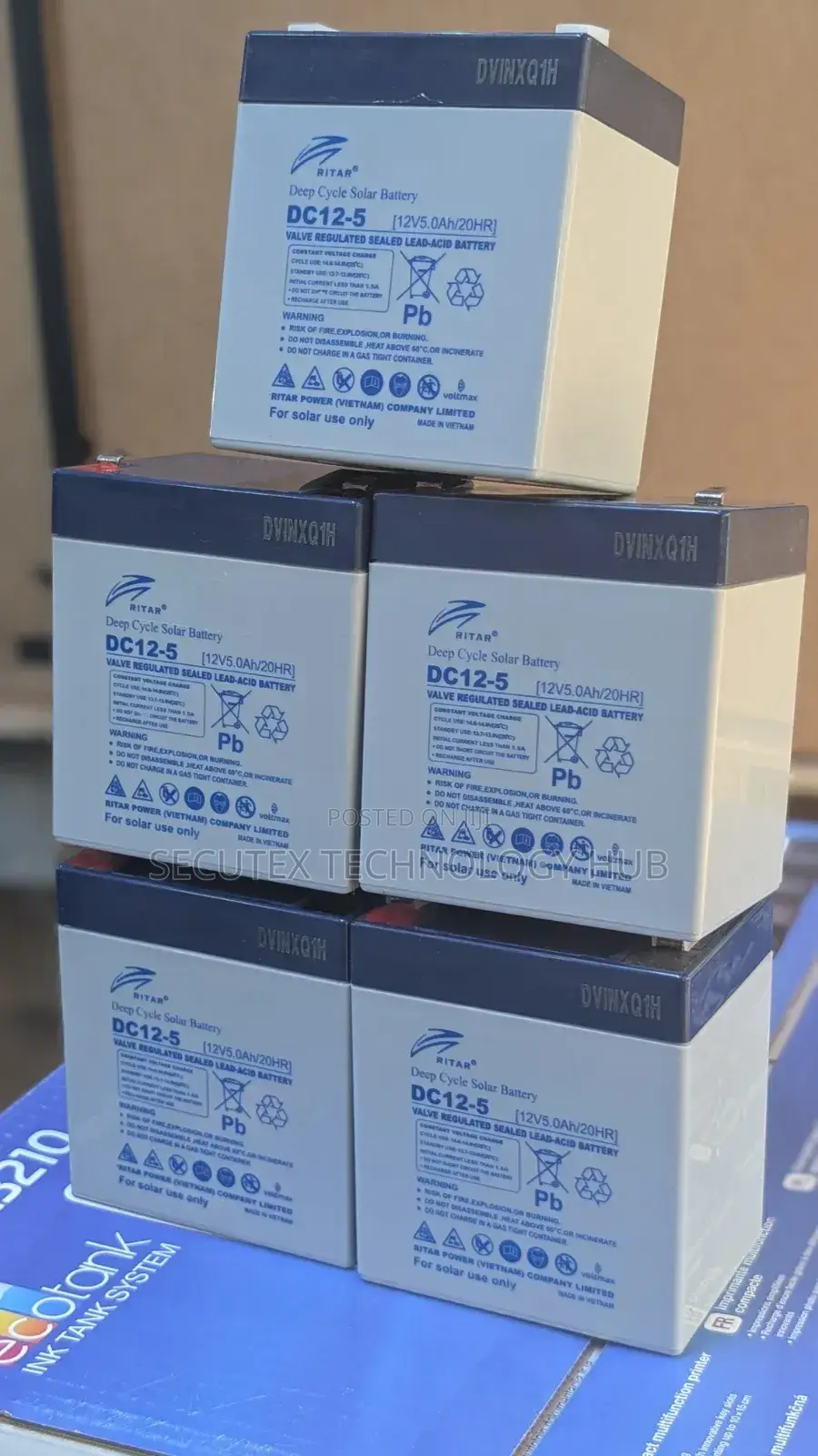 `RITAR DC12-5 Deep Cycle Solar Battery 12V 5.0Ah Sealed Lead Acid`