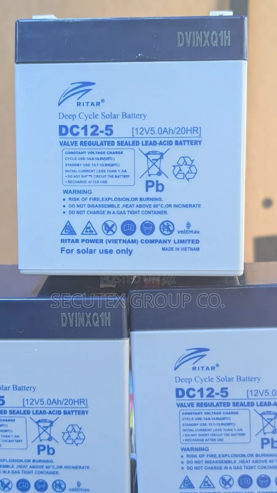 `RITAR DC12-5 Deep Cycle Solar Battery 12V 5.0Ah Sealed Lead Acid`