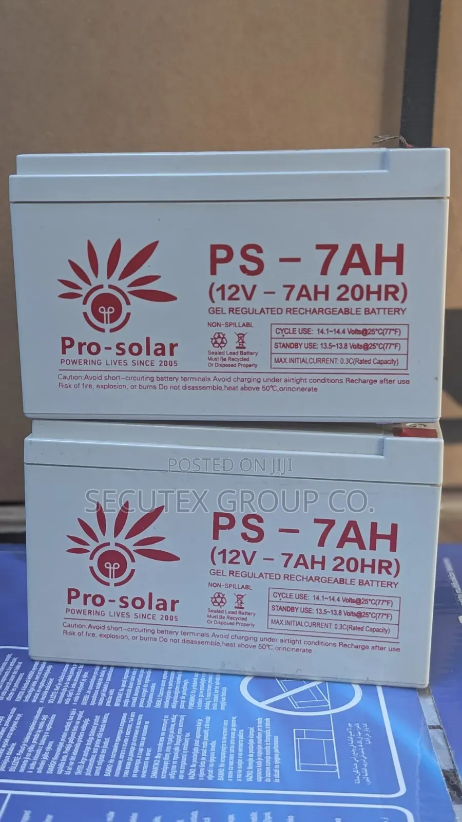 Pro-Solar PS-7AH Gel Battery 12V 7Ah Sealed Lead Acid Rechargeable