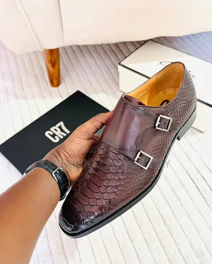 Premium Men's Brown Exotic Leather Monk Strap Shoes