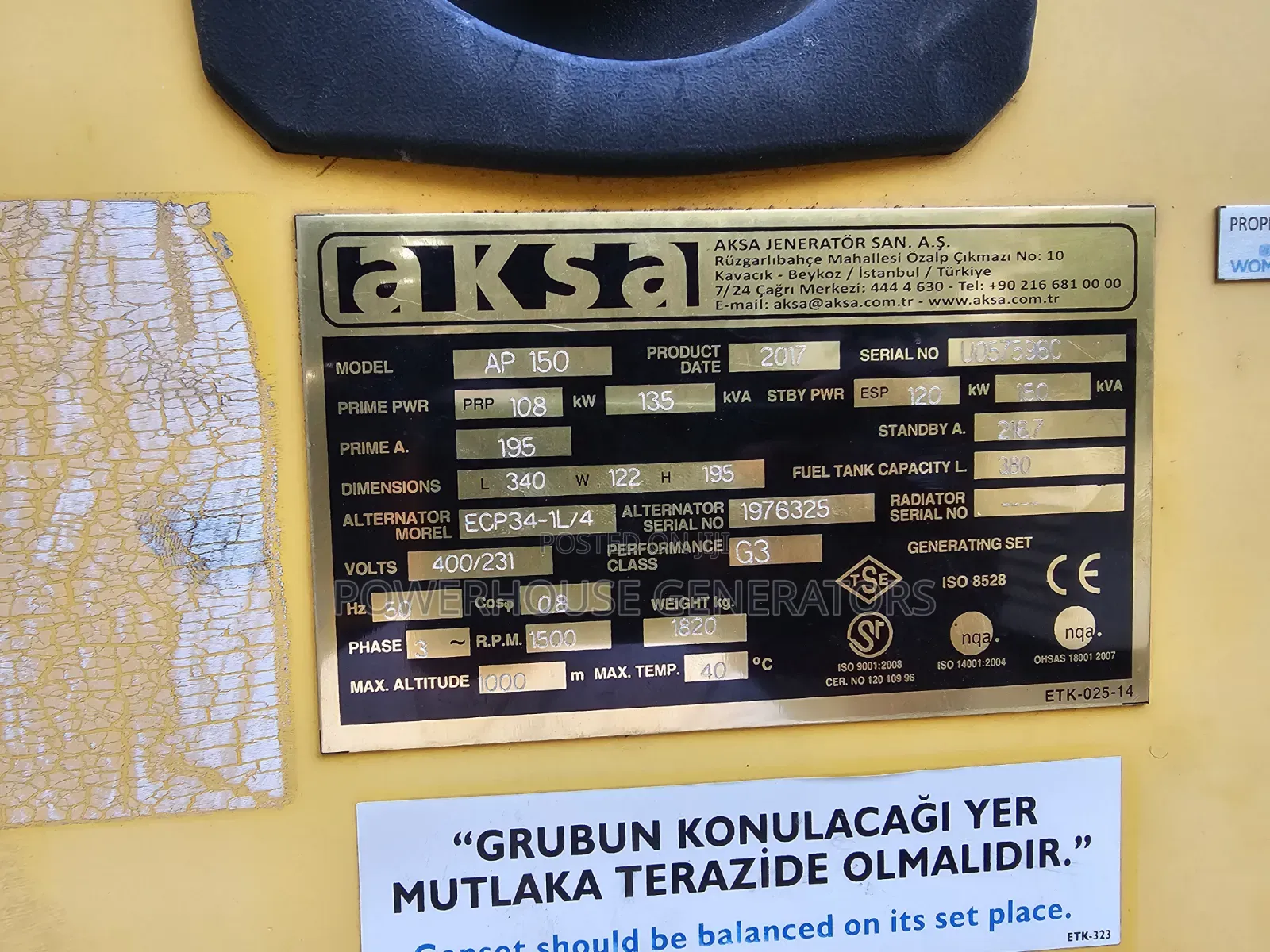 Generator 150KVA