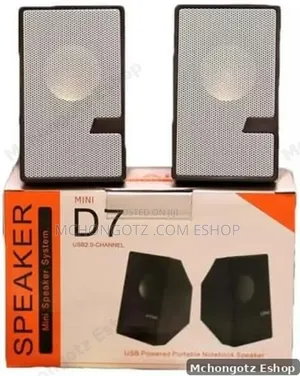 Mini D7 Multimedia USB Speakers (2.0 Channel, 2 Pieces, Black)