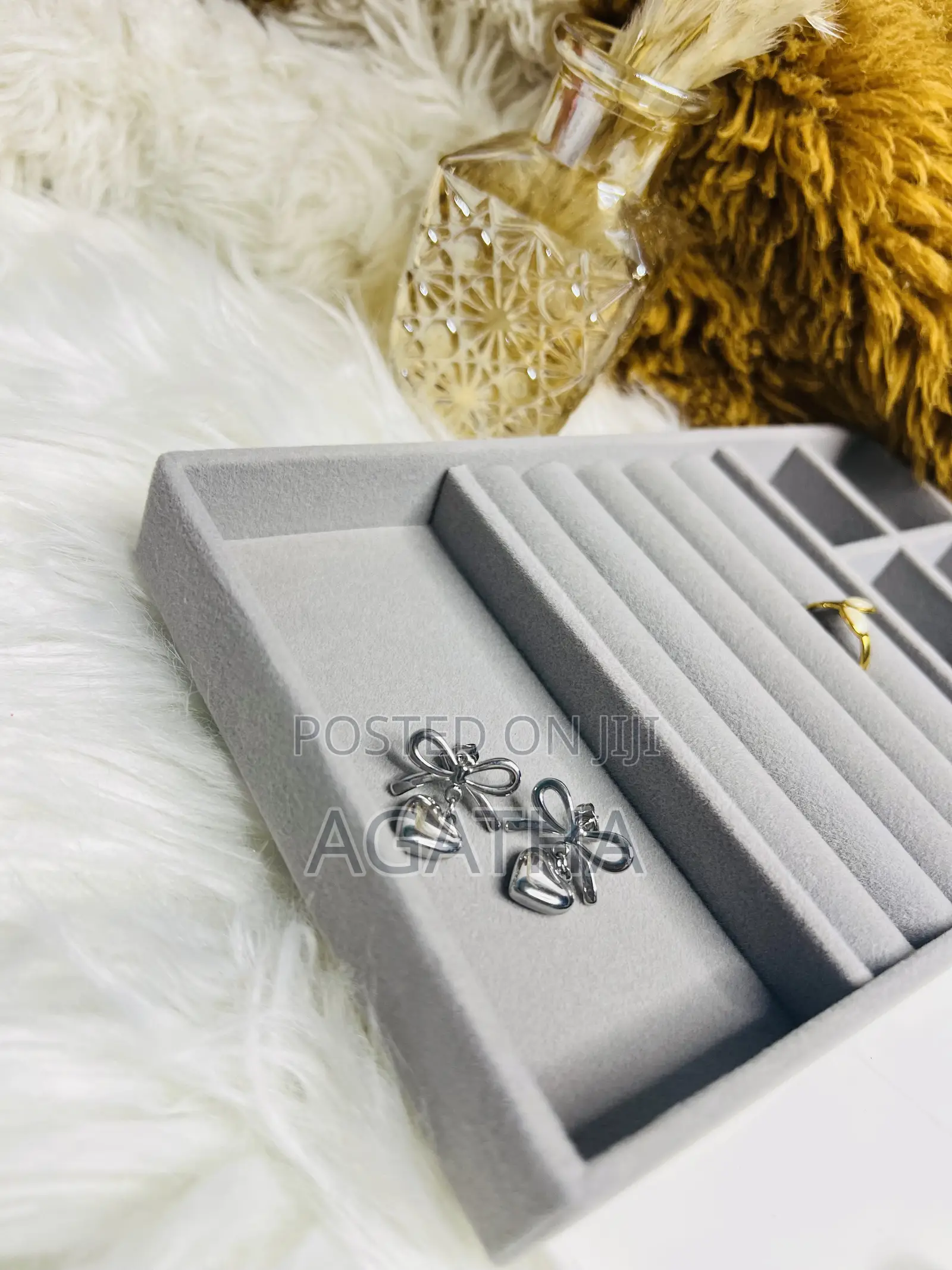 Silver Bow Knot With Love Earrings