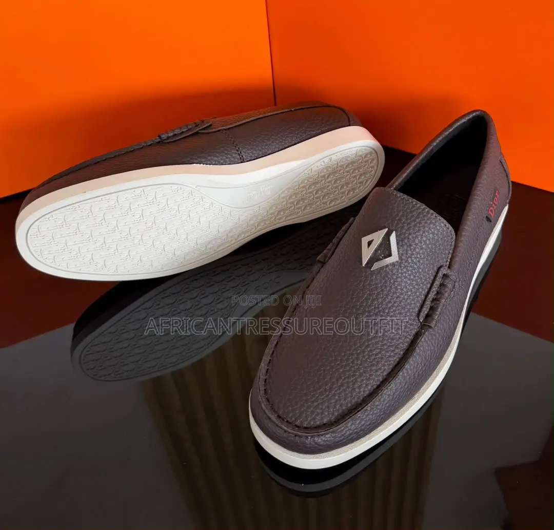Dior Loafers Leather Classic Collection With Clean White Constast Sole