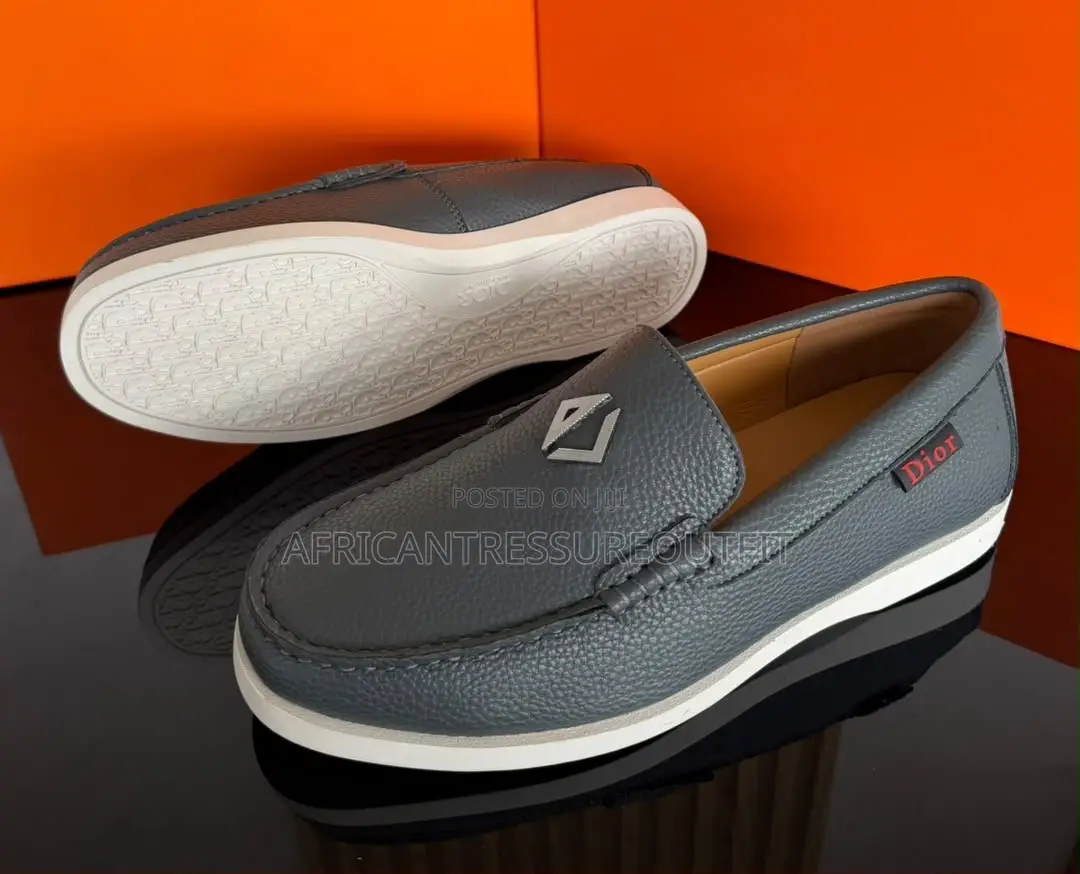 Dior Loafers Leather Classic Collection With Clean White Constast Sole
