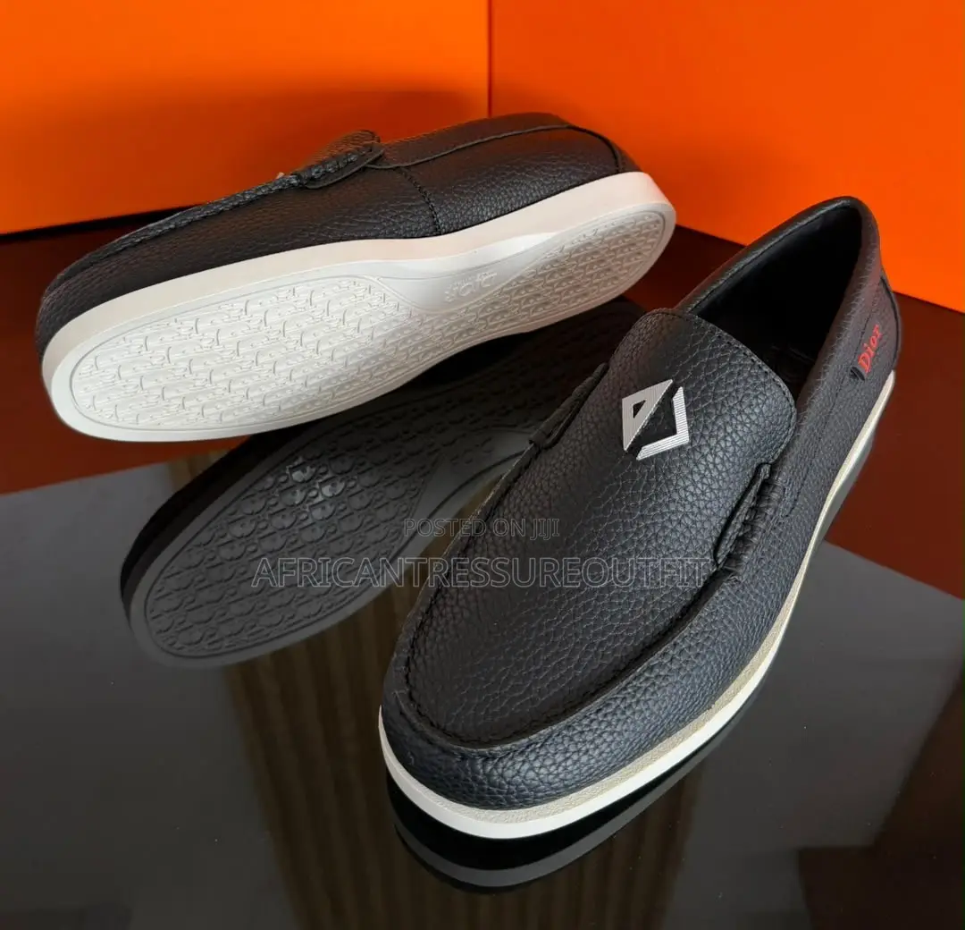 Dior Loafers Leather Classic Collection With Clean White Constast Sole