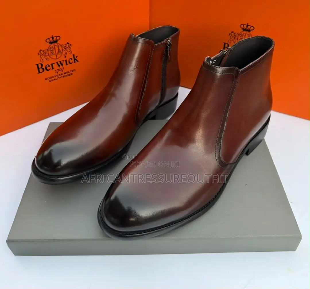 Berwick 1707 Leather Boot With Sleeck Polished and Zipper Side Closure