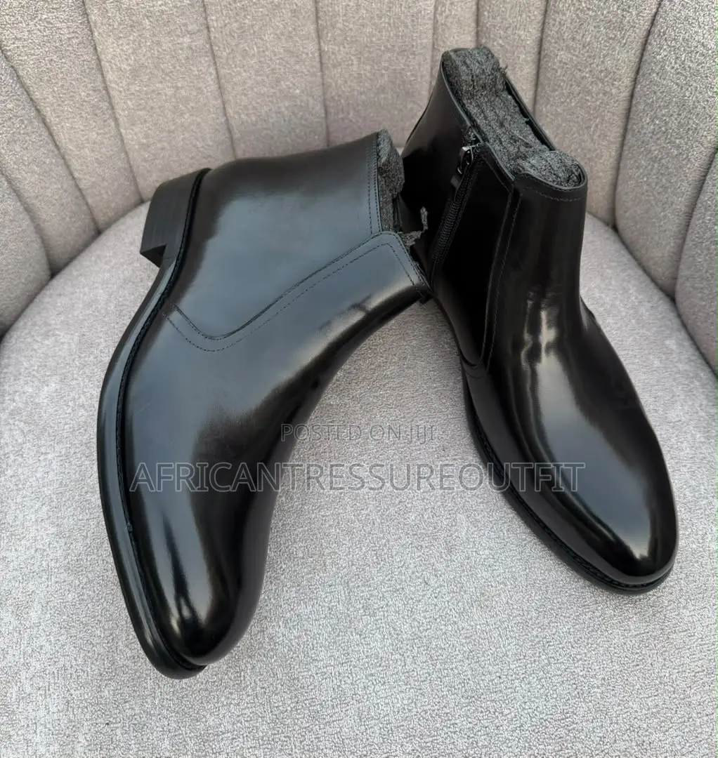 Berwick 1707 Leather Boot With Sleeck Polished and Zipper Side Closure