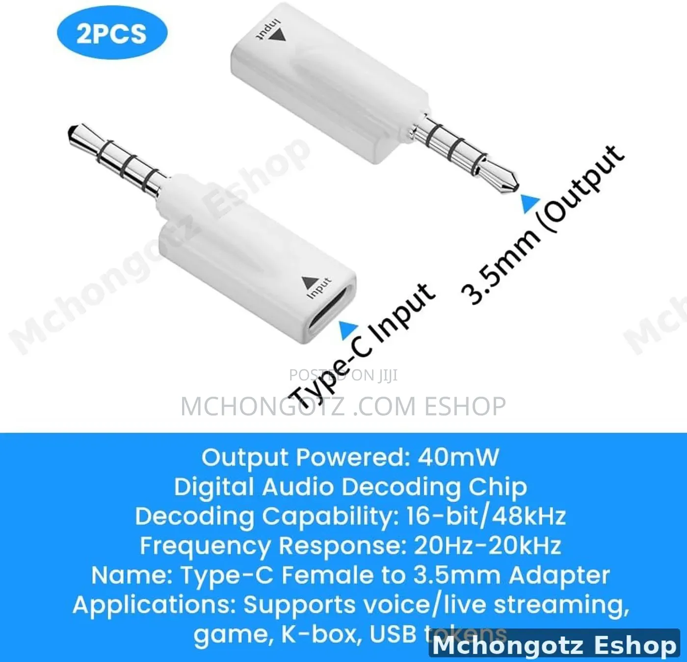 TYPE C Female to 3.5mm Male Audio Adapter (16bit/48KHz Dongle)