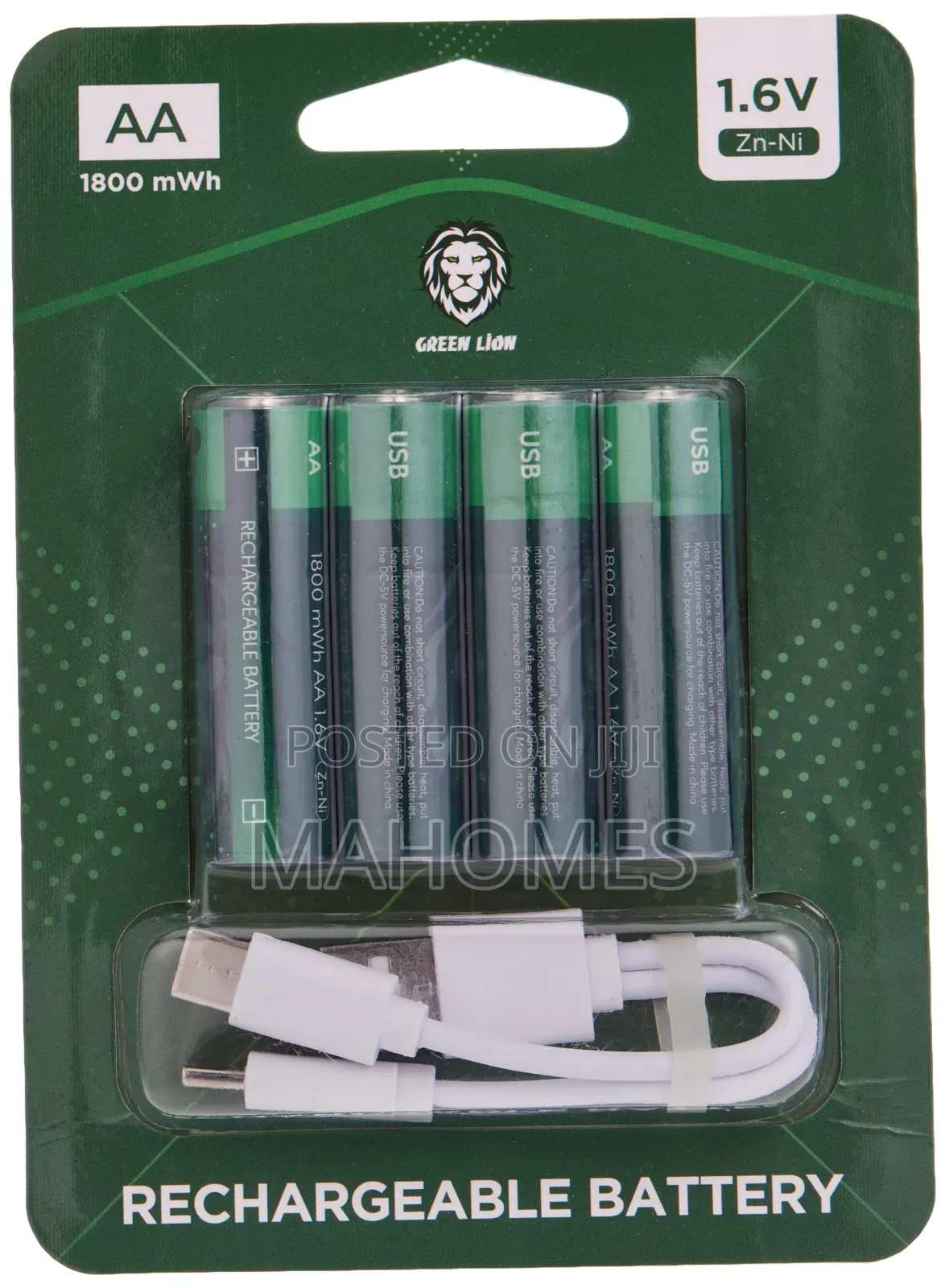 4-Pack of Green Lion AAA 1.6V Zn-Ni Rechargeable Batteries