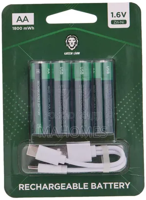 4-Pack of Green Lion AAA 1.6V Zn-Ni Rechargeable Batteries
