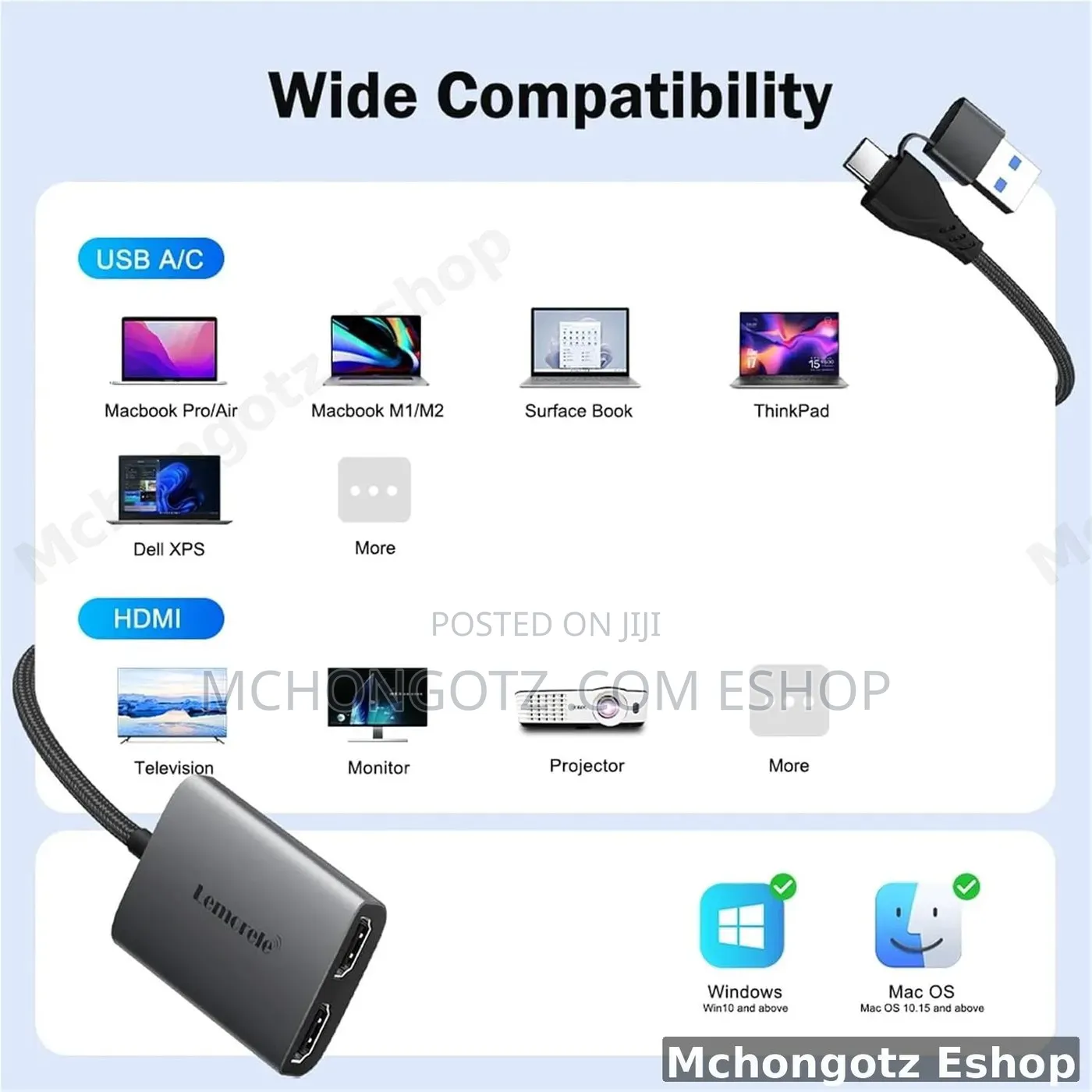 Lemorele HD10 USB C | USB a MST Docking Station 2x Hdmi Triple Display