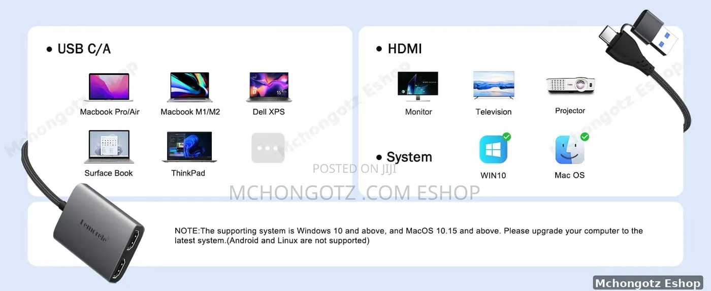 Lemorele HD10 USB C | USB a MST Docking Station 2x Hdmi Triple Display