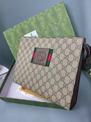 Gucci Signature Web Poch Leather Feature Nylon Wed Stripe and Gg Logo