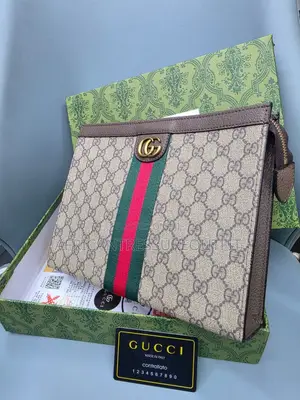 Gucci Signature Web Poch Leather Feature Nylon Wed Stripe and Gg Logo