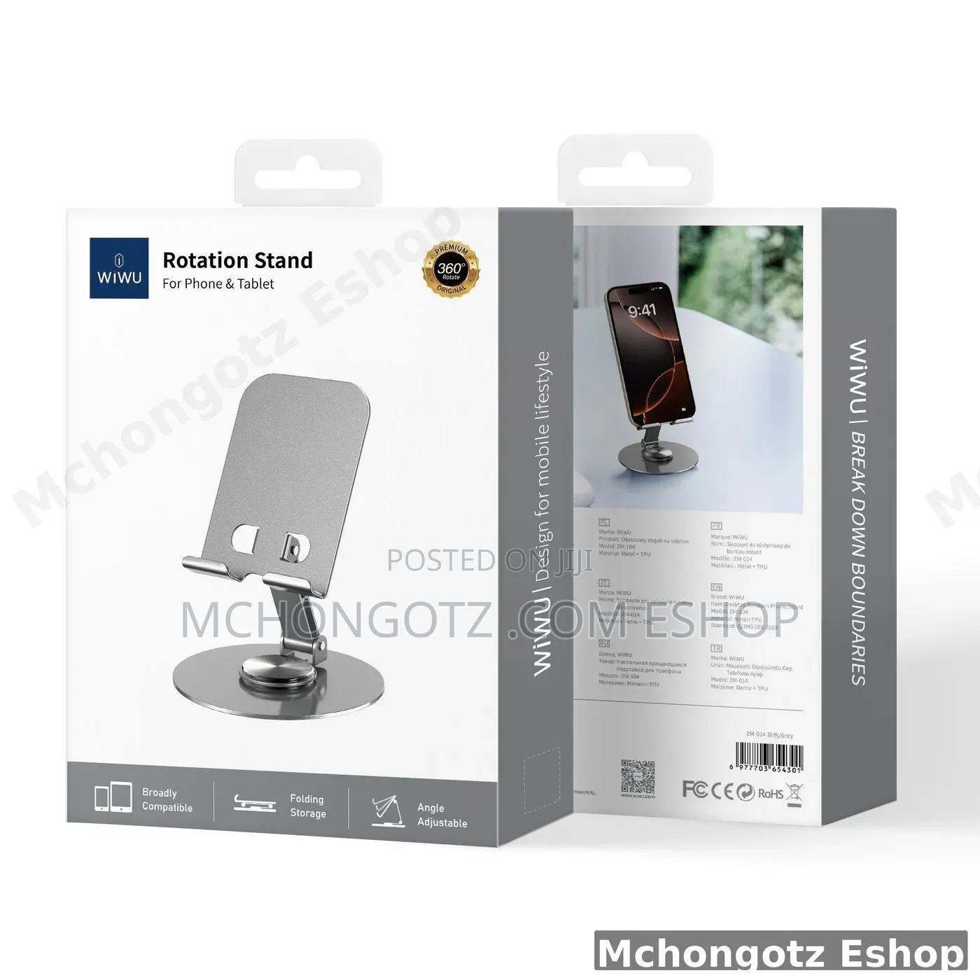 WiWU ZM-014 360 Foldable Desktop Rotation Phone Stand Grey 5.0 (New)