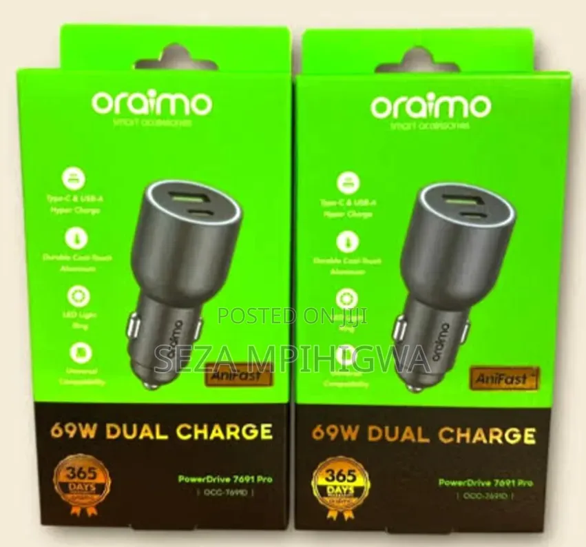 Oraimo 69w Car Charger
type-C + USB