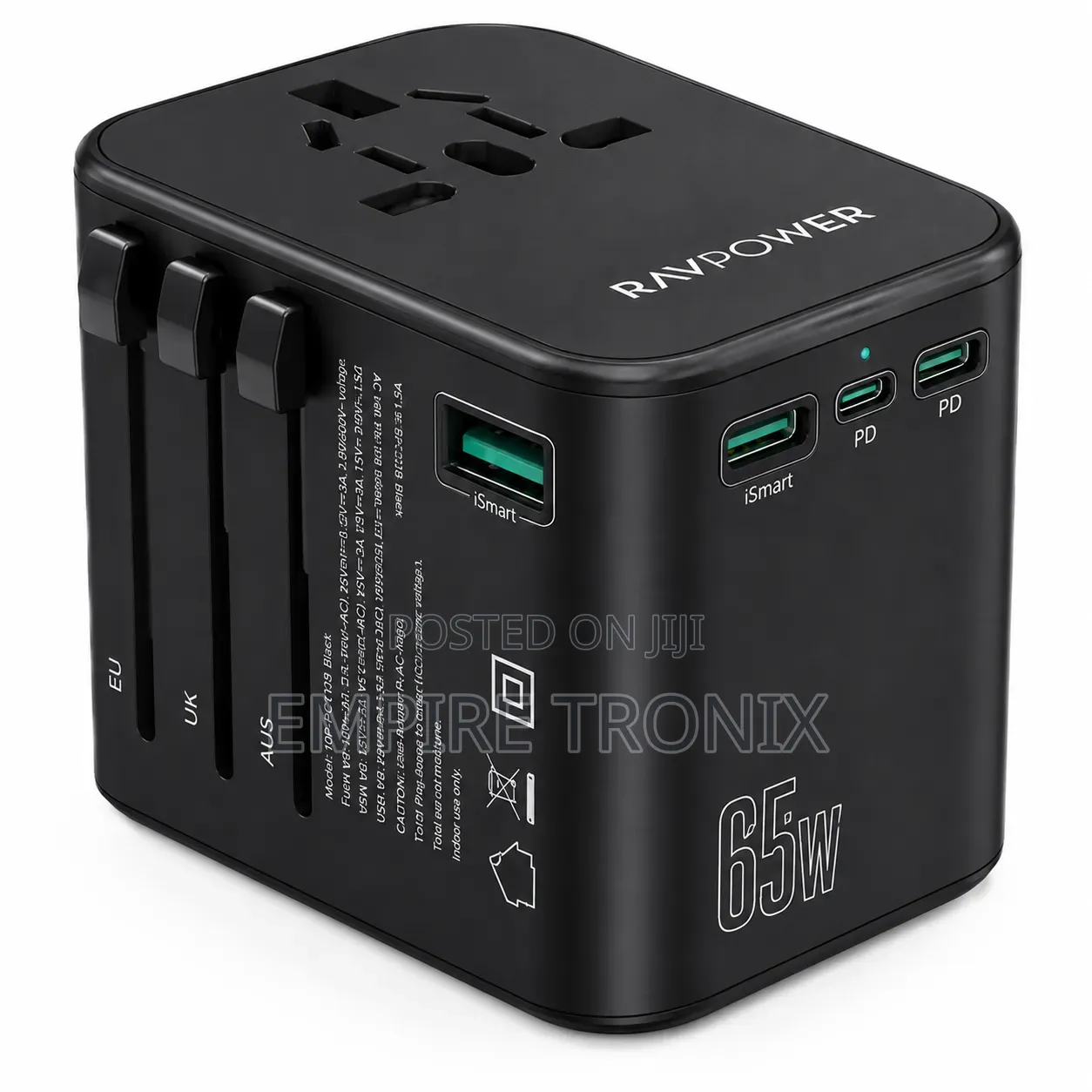 RAVPower 65W 3-Port Travel Charger Universal Adapter