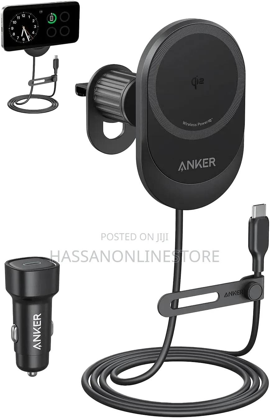 Anker MagGo Wireless Car Charger (Pad, Built-in USB-C Cable)