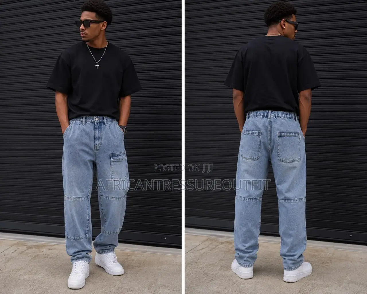Baggy Cargo/Carpenter Demin Jeans DETAILING ON THE THIGHS