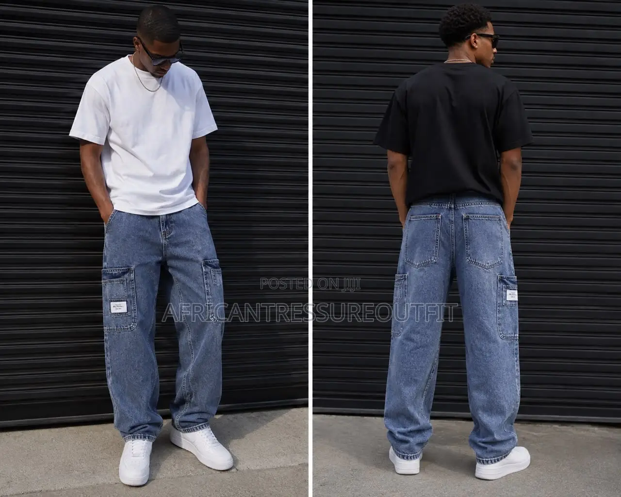 Baggy Cargo/Carpenter Demin Jeans DETAILING ON THE THIGHS