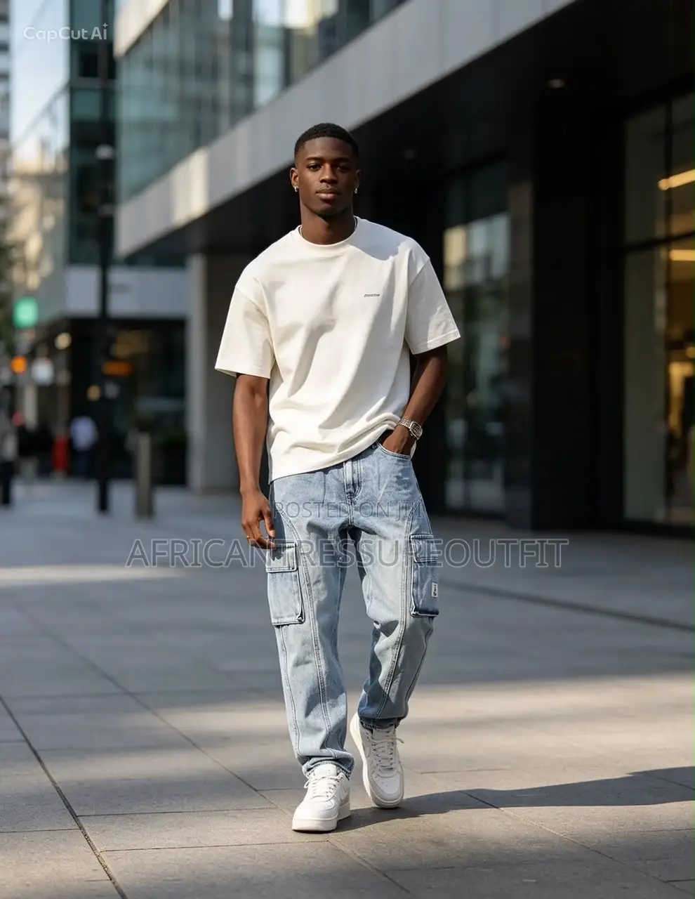 Baggy Cargo/Carpenter Demin Jeans DETAILING ON THE THIGHS
