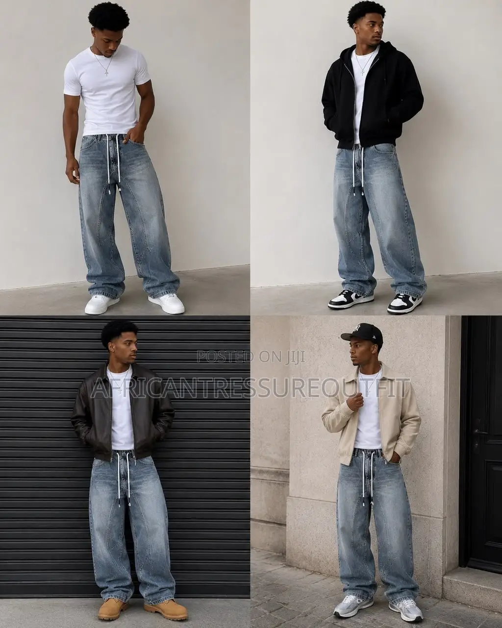 Baggy Cargo/Carpenter Demin Jeans DETAILING ON THE THIGHS