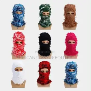 Fuzzy Knit Balaclava Ski Mask Design With a Single Face Opening
