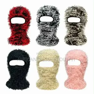 Fuzzy Knit Balaclava Ski Mask Design With a Single Face Opening