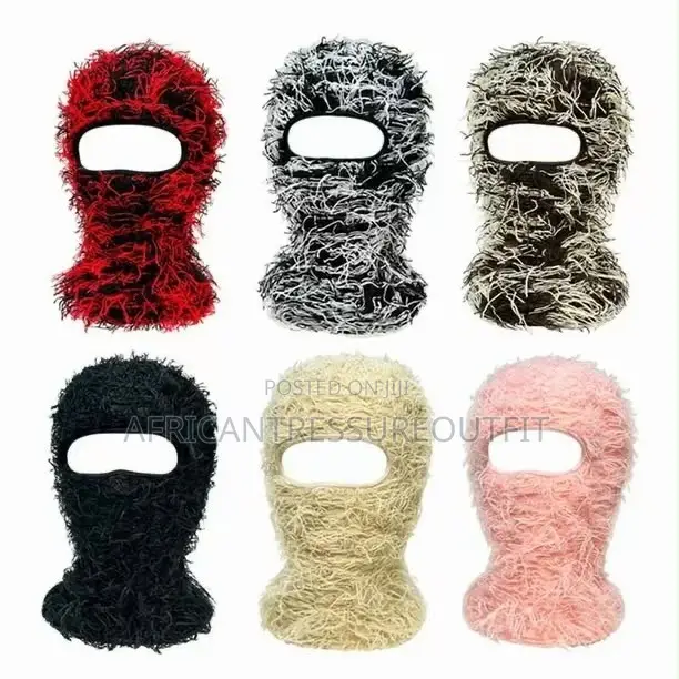 Fuzzy Knit Balaclava Ski Mask Design With a Single Face Opening